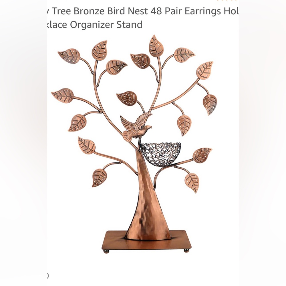 8 HOUR SALE! WOW!! EARRING TREE. W/NEST.    .Coppery/Bronzey Jewelry holder.